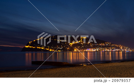 Sunset view of harbor, sea and fortress in Alanya Sunset view of harbor, sea and fortress in Alanya 20979357