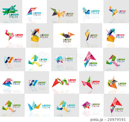 Collection of colorful abstract origami logos 20979591
