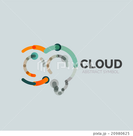 Flat linear design speech cloud logo. Talk bubble 20980625