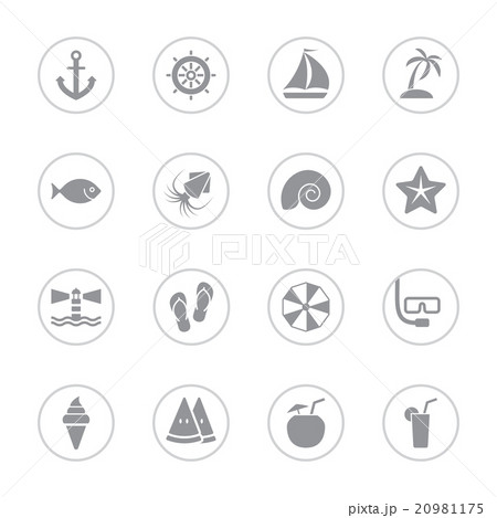 gray flat icon set 9 circle frame 20981175