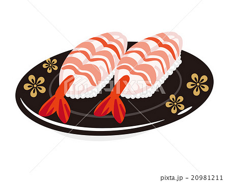 寿司 海老 一皿のイラスト素材