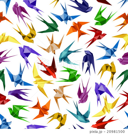 Origami paper swallows seamless pattern Origami paper swallows seamless pattern 20981500