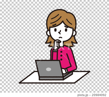 Worried Woman and PC [Simple Character Series] 20984092