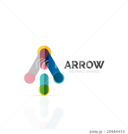 Linear arrow abstract logo, connected multicolored 20984453