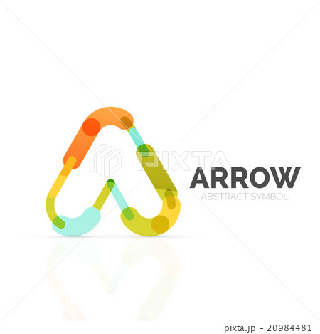 Linear arrow abstract logo, connected multicolored 20984481