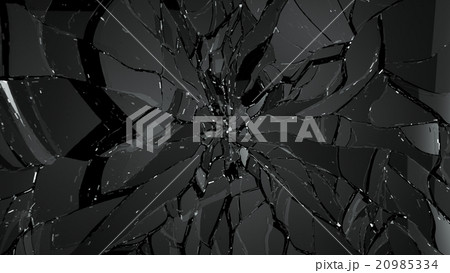 Pieces of Shattered glass on black background 20985334