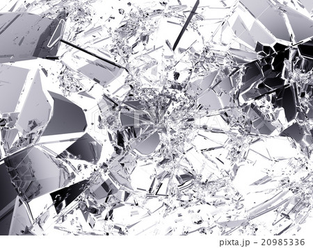 Pieces of Shattered glass on white background 20985336