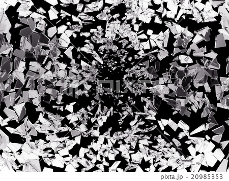 Pieces of splitted or shatteres glass on black Pieces of splitted or shatteres glass on black 20985353