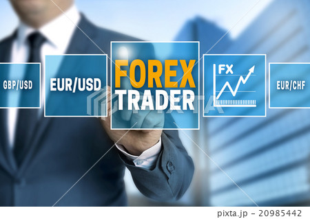 Forex trader touchscreen is operated by businessman 20985442