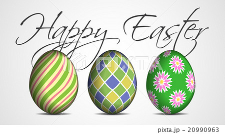 Easter greeting card - three colored eggs 20990963