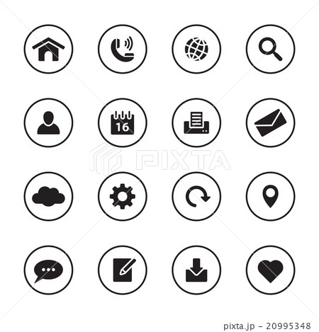 black flat web icon set circle frame 20995348