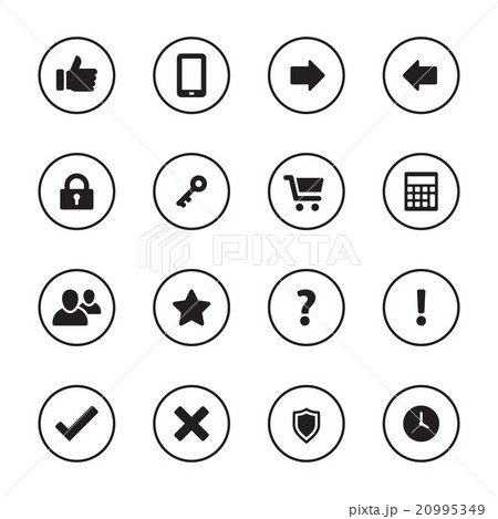 black flat miscellaneous icon set circle frame 20995349