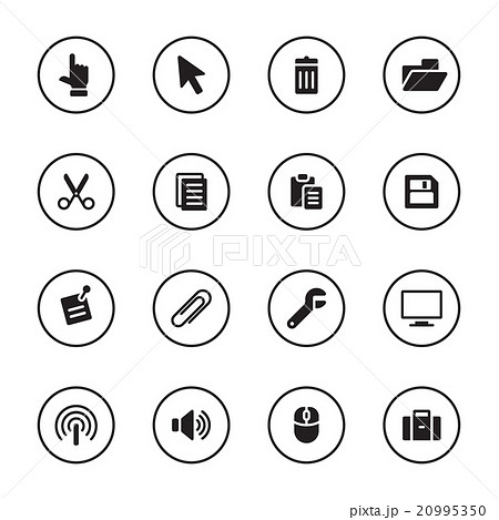 black flat computer icon set circle frame 20995350