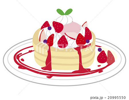 イチゴのパンケーキのイラスト素材