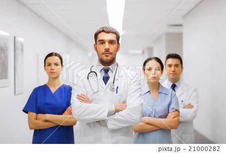 group of medics or doctors at hospital 21000282