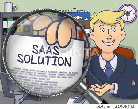 SAAS Solution through Magnifier. Doodle Style. 21006443