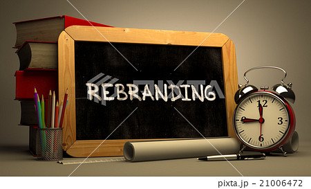 Rebranding Handwritten by white Chalk on a 21006472