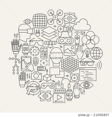 Virtual Reality Line Icons Set Circle Shape 21006807