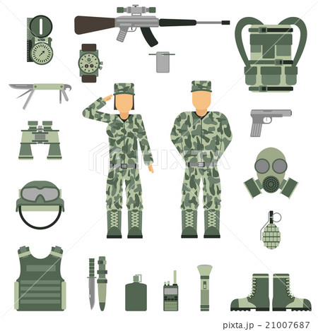 Military symbols design with weapon and uniform 21007687