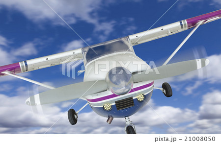 Front of Cessna 172 Single Propeller Airplane In The Sky 21008050