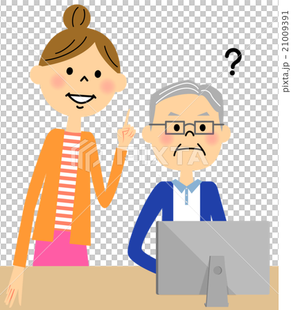A woman teaching a computer to the elderly A woman teaching a computer to the elderly 21009391