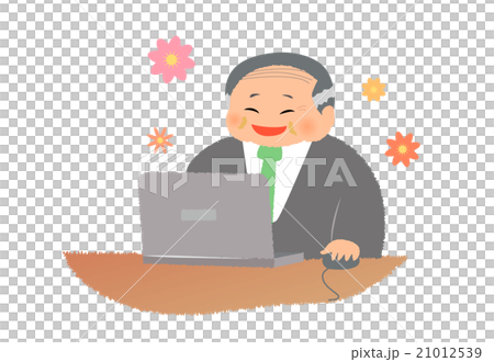 個人電腦帶著微笑PC中年穿西裝穿著衝浪 21012539