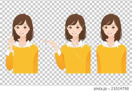女性　表情　ポーズ　セット 21014798