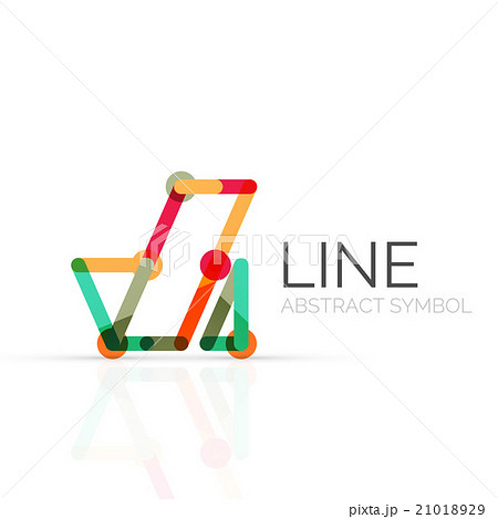 Linear abstract logo, connected multicolored 21018929
