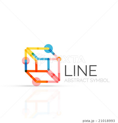 Linear abstract logo, connected multicolored 21018993