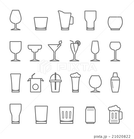 Lines icon set - glass and beverage vector Lines icon set - glass and beverage vector 21020822
