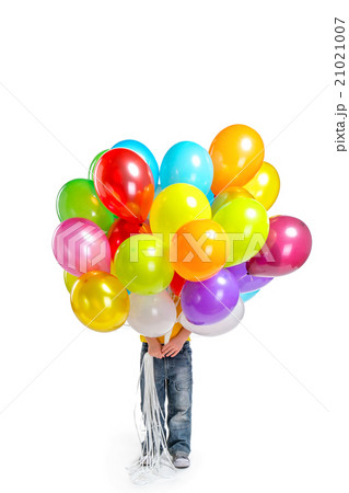 Llittle boy hiding behind balloons Llittle boy hiding behind balloons 21021007