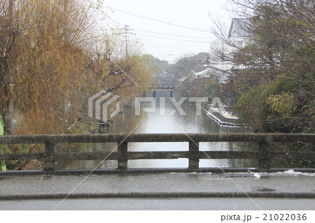 残雪残る柳川市クリーク 21022036