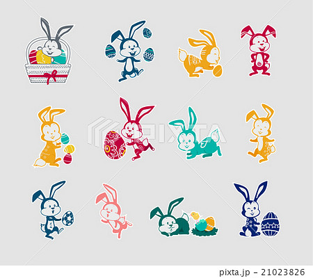 Easter Rabbit Icon Set Design Flat  21023826