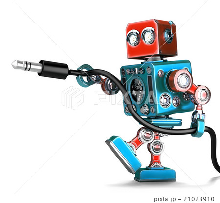 Retro Robot with stereo audio jack. Isolated 21023910