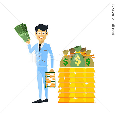 businessman with money gold isolatedのイラスト素材 21024571 pixta