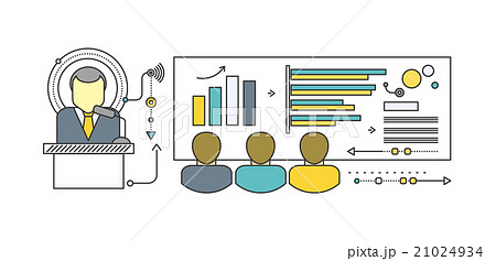 Orator Standing Behind a Podium with Microphones Orator Standing Behind a Podium with Microphones 21024934