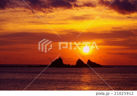 三ツ石の朝焼け 21025912