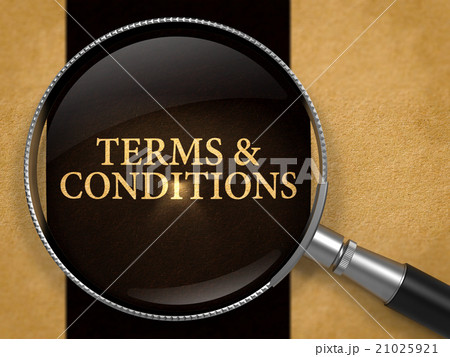 Terms and Conditions through Lens on Old Paper. 21025921