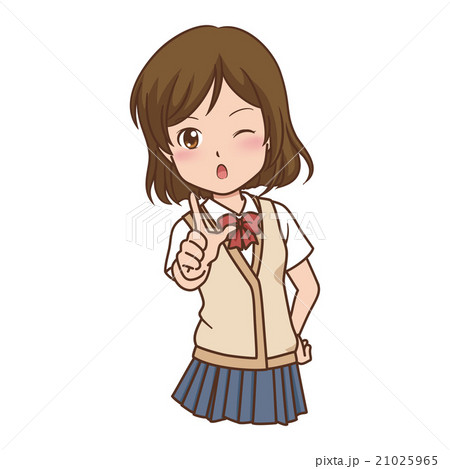 女の子 指差しのイラスト素材