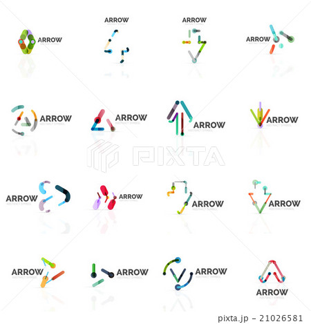 Set of linear arrow abstract logos, connected Set of linear arrow abstract logos, connected 21026581