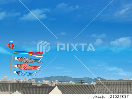 鯉のぼりと瓦屋根 鯉のぼりと瓦屋根 21027357