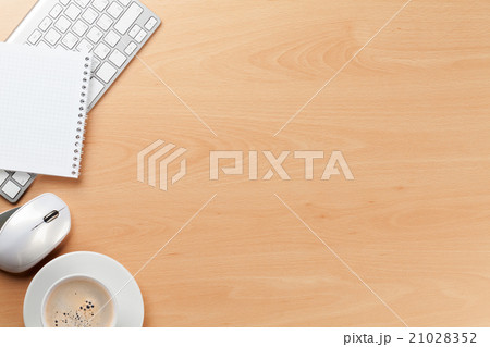 Office desk table with supplies 21028352