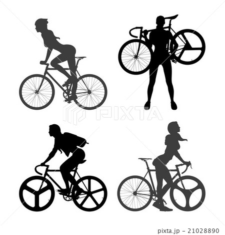 Cyclists Woman and fixed gear bicycle 21028890