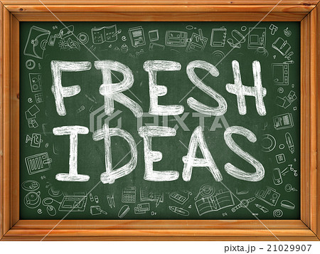 Fresh Ideas Concept. Green Chalkboard with Doodle 21029907