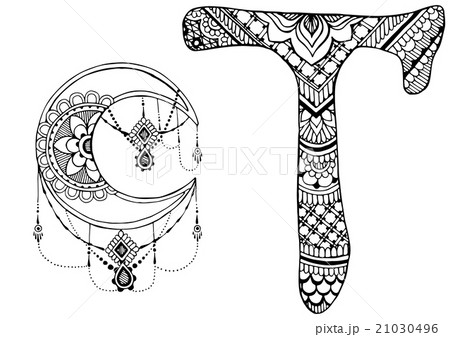 letter T decorated in the style of mehndi letter T decorated in the style of mehndi 21030496