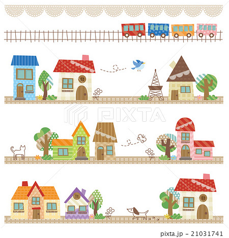 町並み パッチワーク風 町並み パッチワーク風 21031741