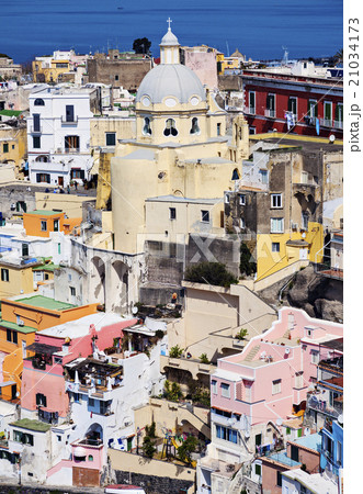 Townscape with church on Marina Corricella on Procida Island Townscape with church on Marina Corricella on Procida Island 21034173