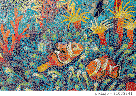 Colorful glass mosaic art shape fish. Colorful glass mosaic art shape fish. 21035241