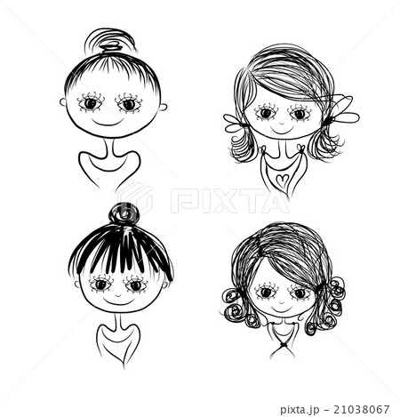 Set of cute girl characters, cartoon for your 21038067
