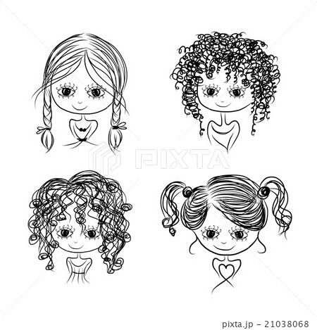 Set of cute girl characters, cartoon for your 21038068